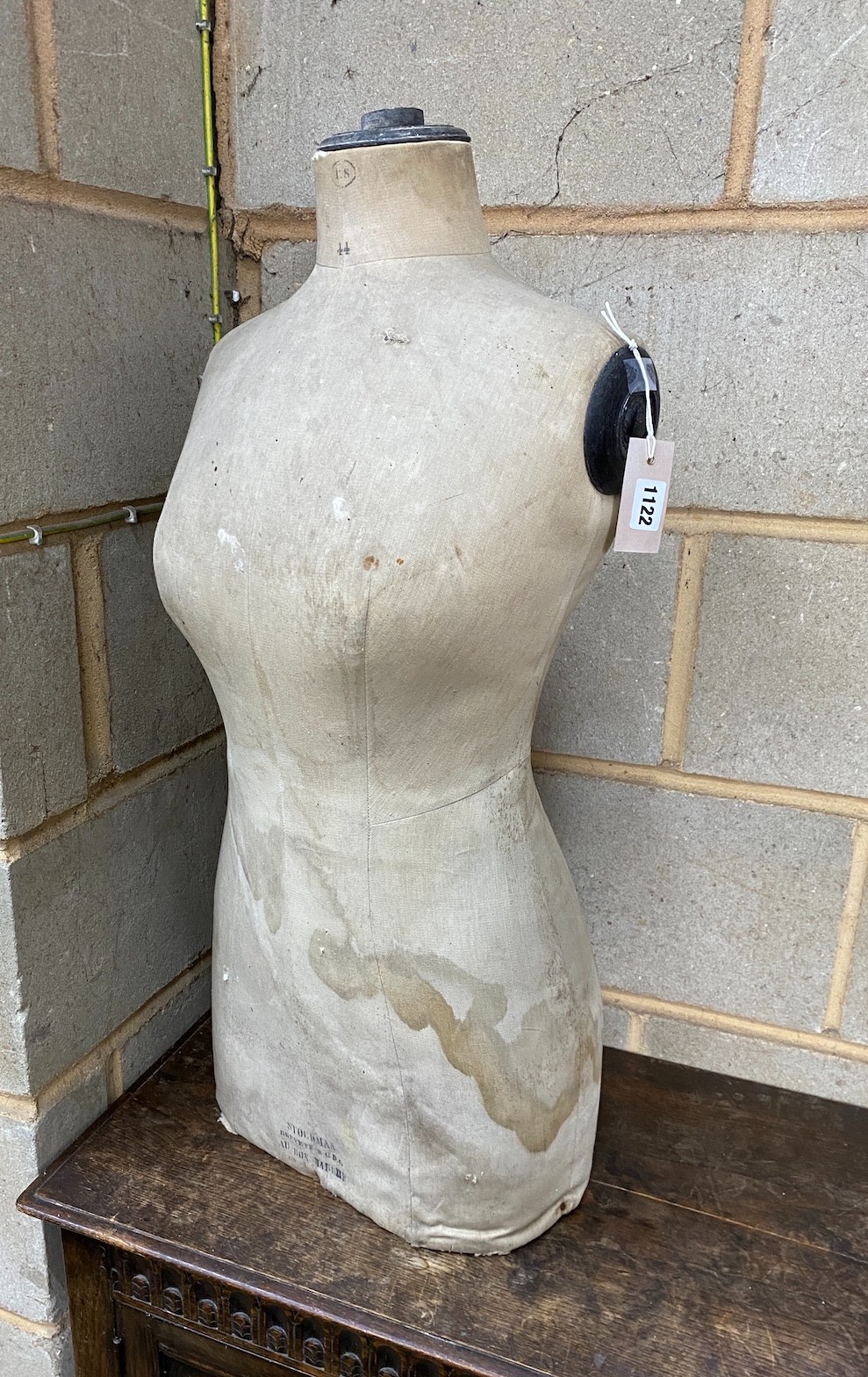 The upper section of a tailor's dummy by Stockman of France, height 78cm